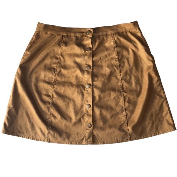 Boutique, Camel Tan, Faux Suede, Mini Skirt - Picture 3 of 14
